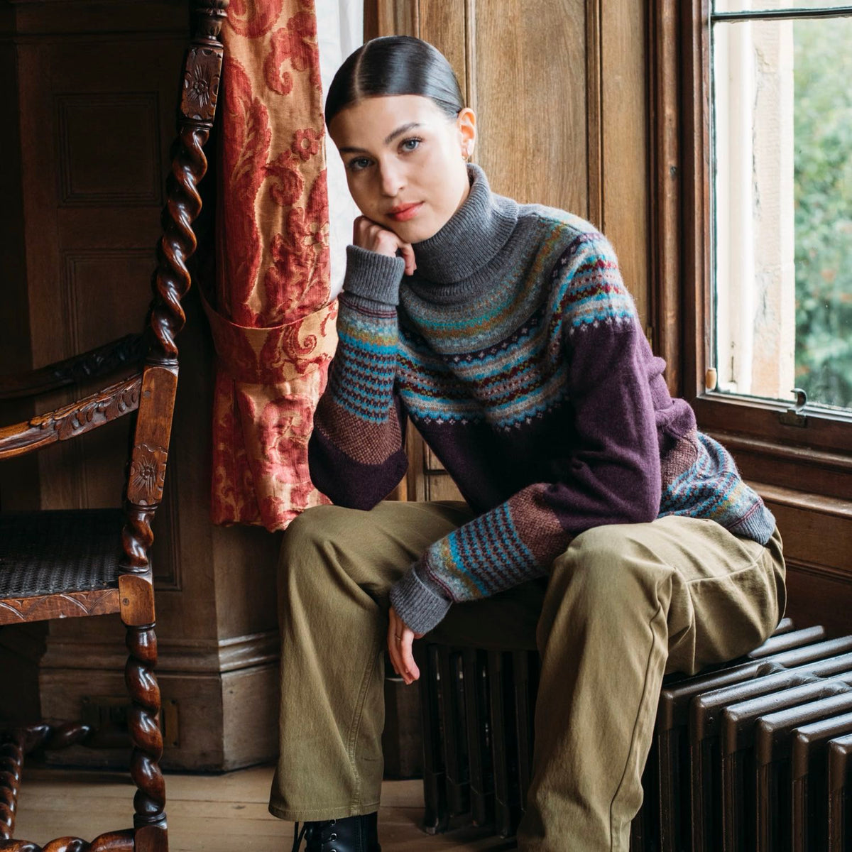 Alpine Roll Neck Sweater 'ESMERALDA'  96% Merino Lambswool / 4% Angora designed by ERIBÉ Knitwear