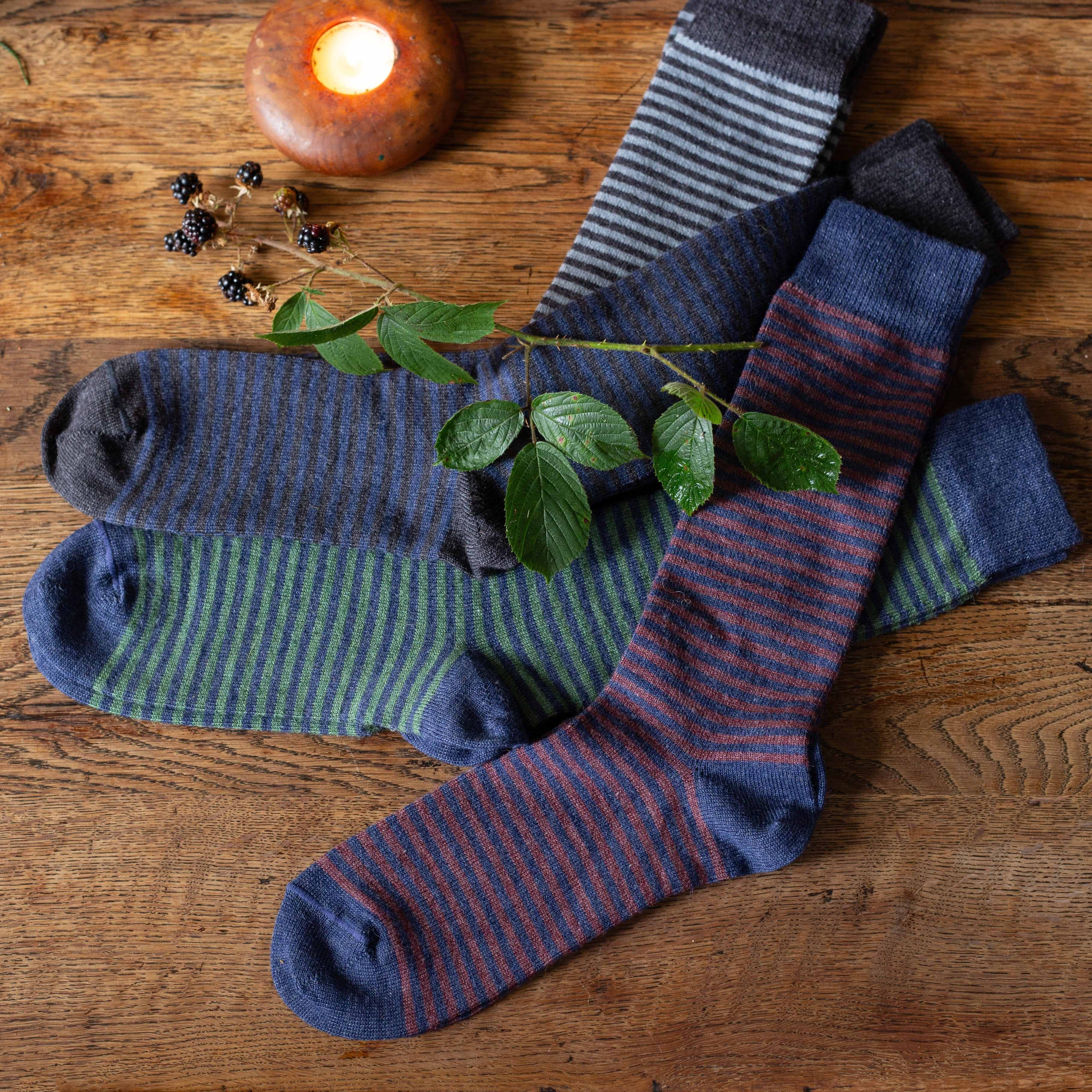 Ladies Alpaca Stripey Socks