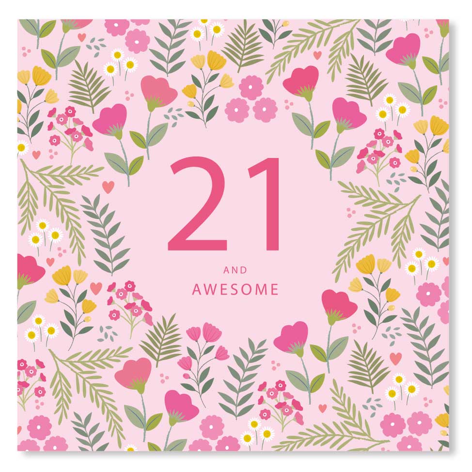 Feminine Age 21 Birthday Card