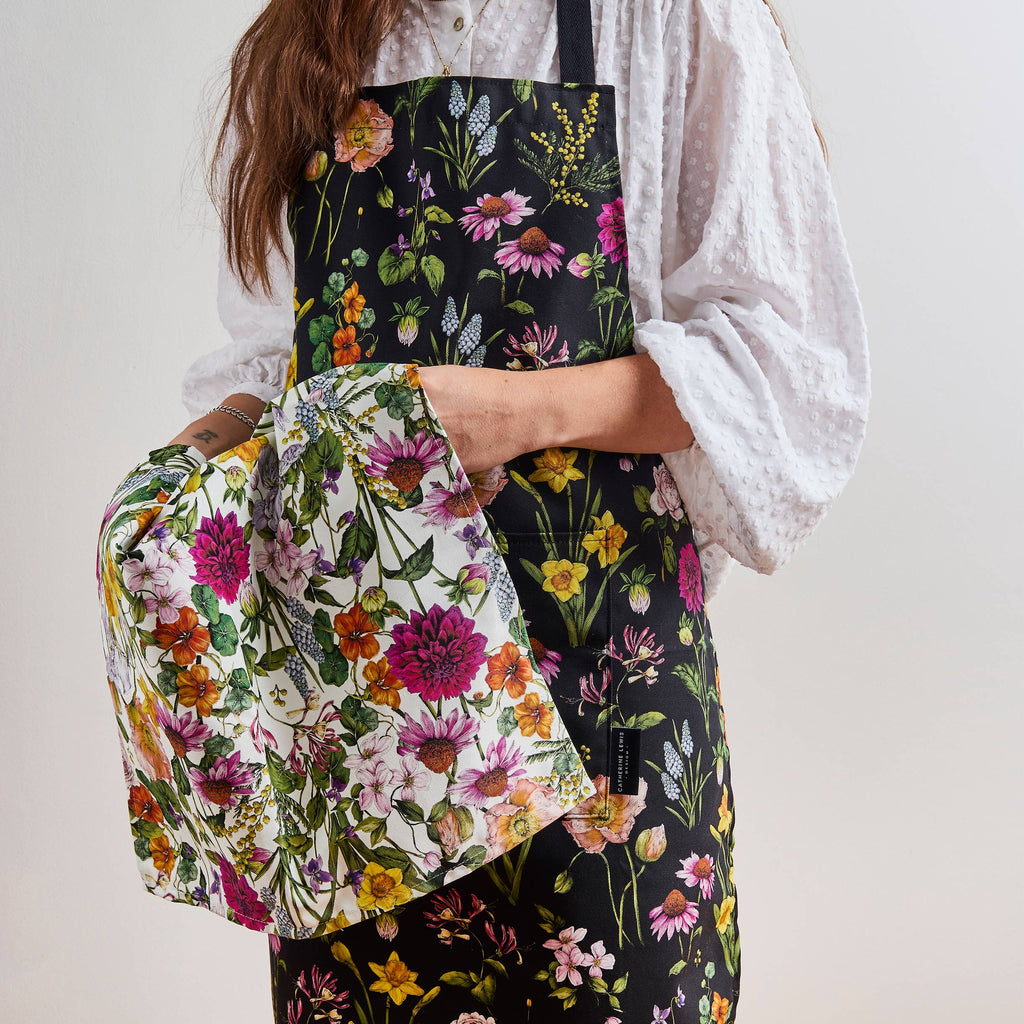 Bountiful Blooms - Tea Towel - Ivory, designed by Catherine Lewis