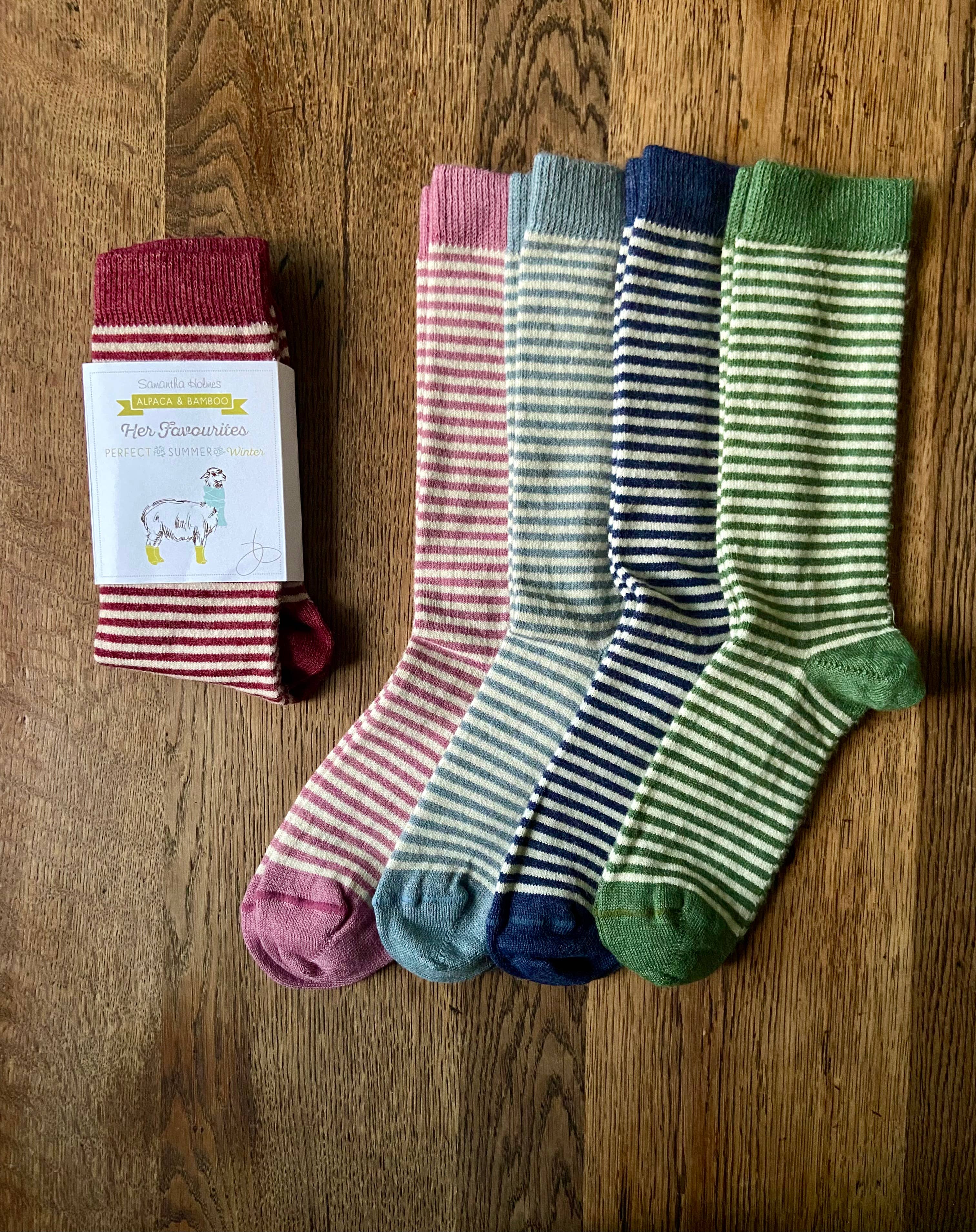 Ladies Alpaca Stripey Socks