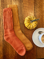 Load image into Gallery viewer, NEW Alpaca Rib Cushion Socks - Cosy Amber &amp; Pumpkin
