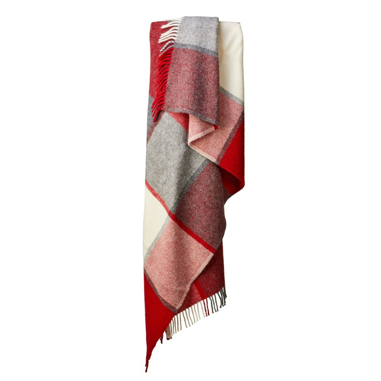 Block Check Red & Slate Knee Blanket - Pure New Wool Made in the UK by Tweedmill