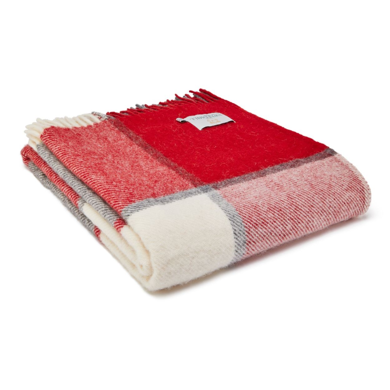 Block Check Red & Slate Knee Blanket - Pure New Wool Made in the UK by Tweedmill