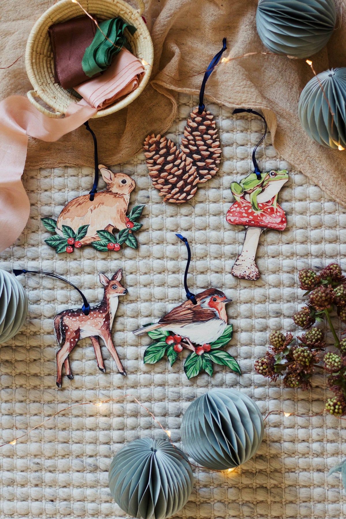 Frog Sustainable Wooden Watercolour Christmas Ornament  by Sophie Brabbins