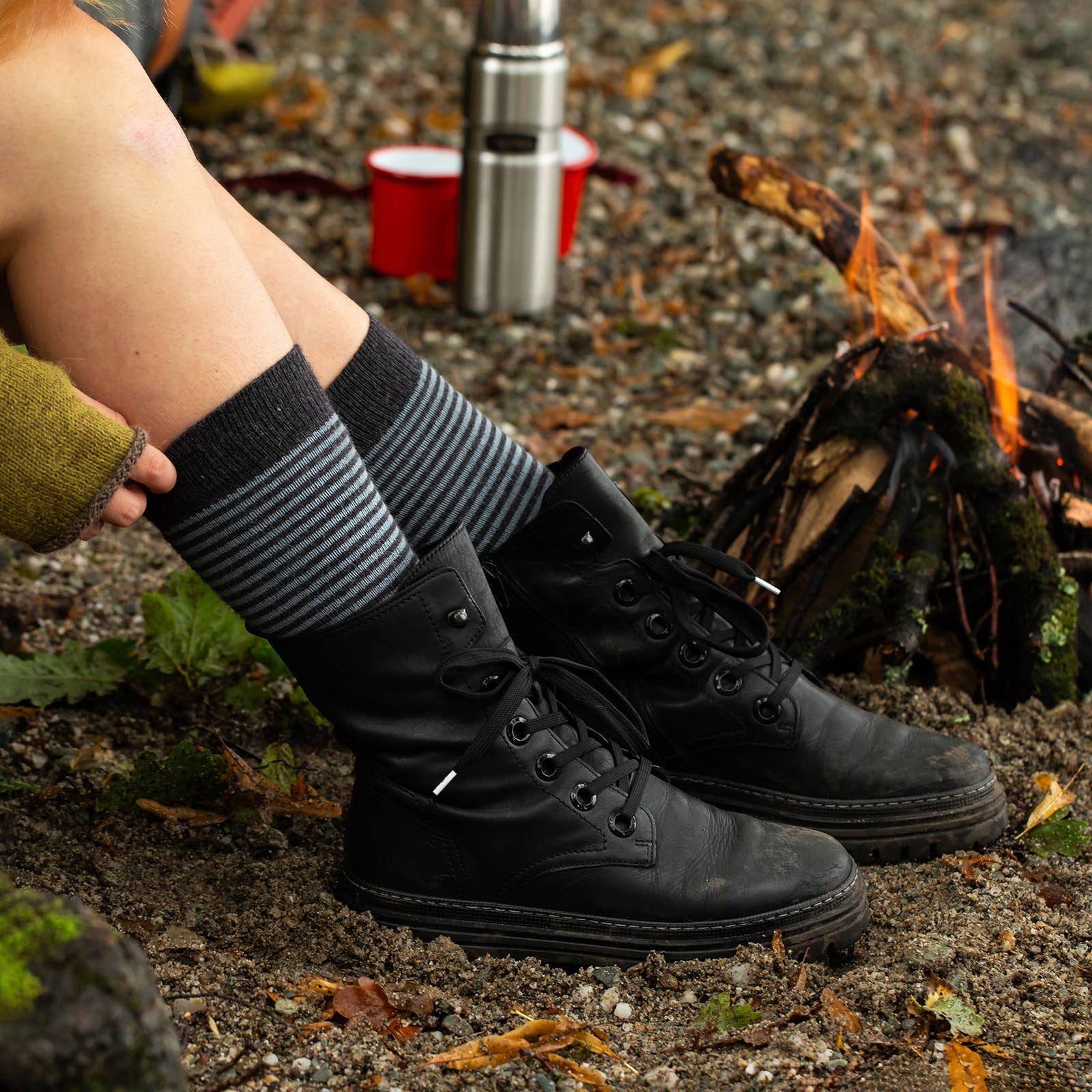 Ladies Alpaca Stripey Socks