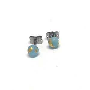 Mini Glass Stud Earrings with 24ct Gold Leaf Handmade by Helen Chalmers