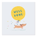 Well Done Card Happy Dog Running with Balloon by Klara Hawkins