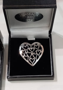 Heart Pewter Brooches Made in Scotland by Pewtermill