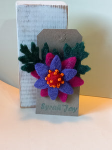 Single Felt Flower Brooch Handmade by Syrah Jay