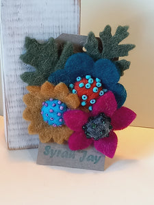 Triple Felt Flower Corsage Handmade by Syrah Jay