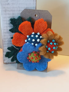 Triple Felt Flower Corsage Handmade by Syrah Jay