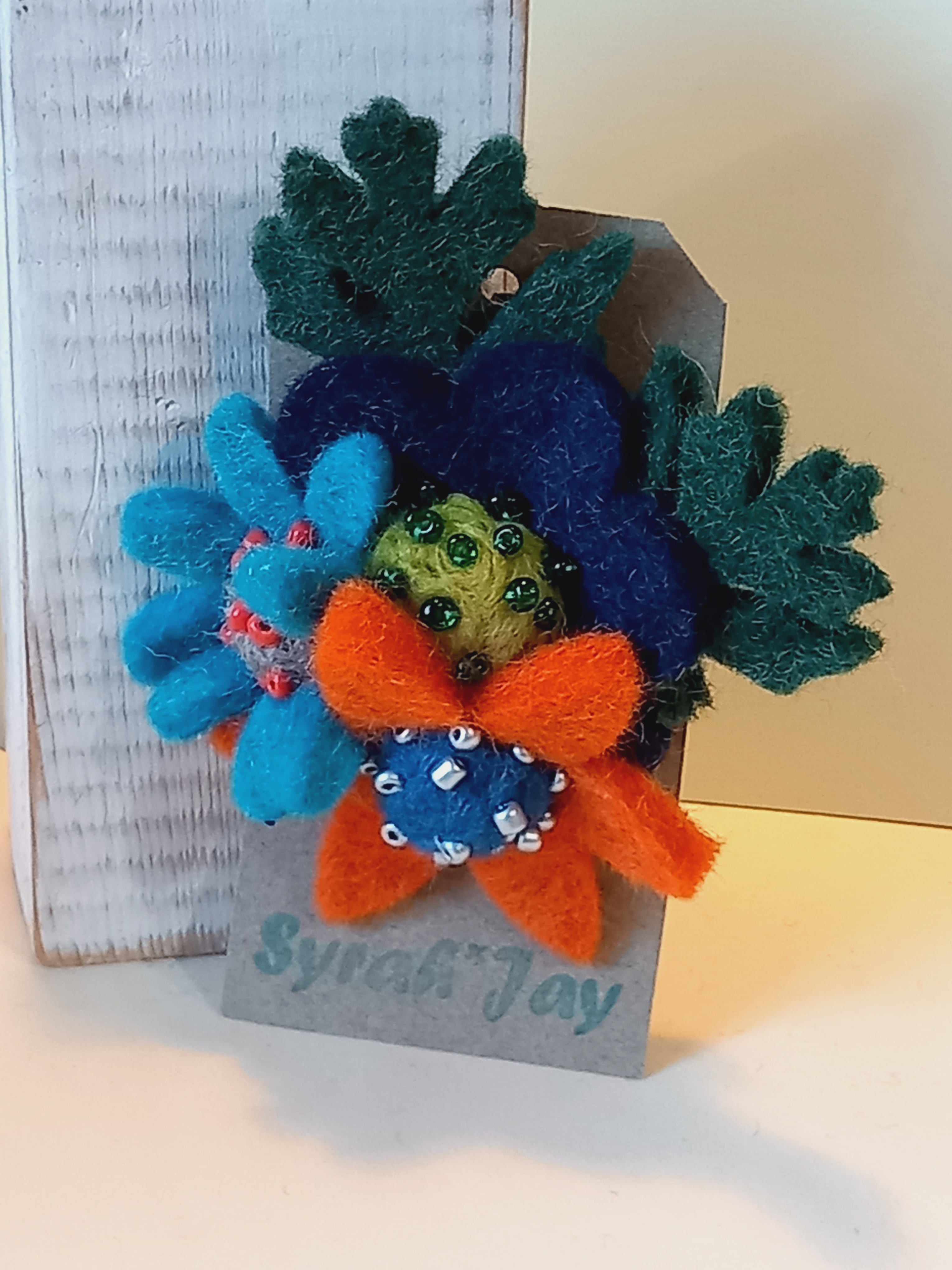 Triple Felt Flower Corsage Handmade by Syrah Jay