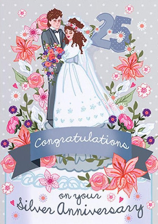 Silver Wedding Anniversary Card - Congratulations on 25 yrs by Angie Spurgeon