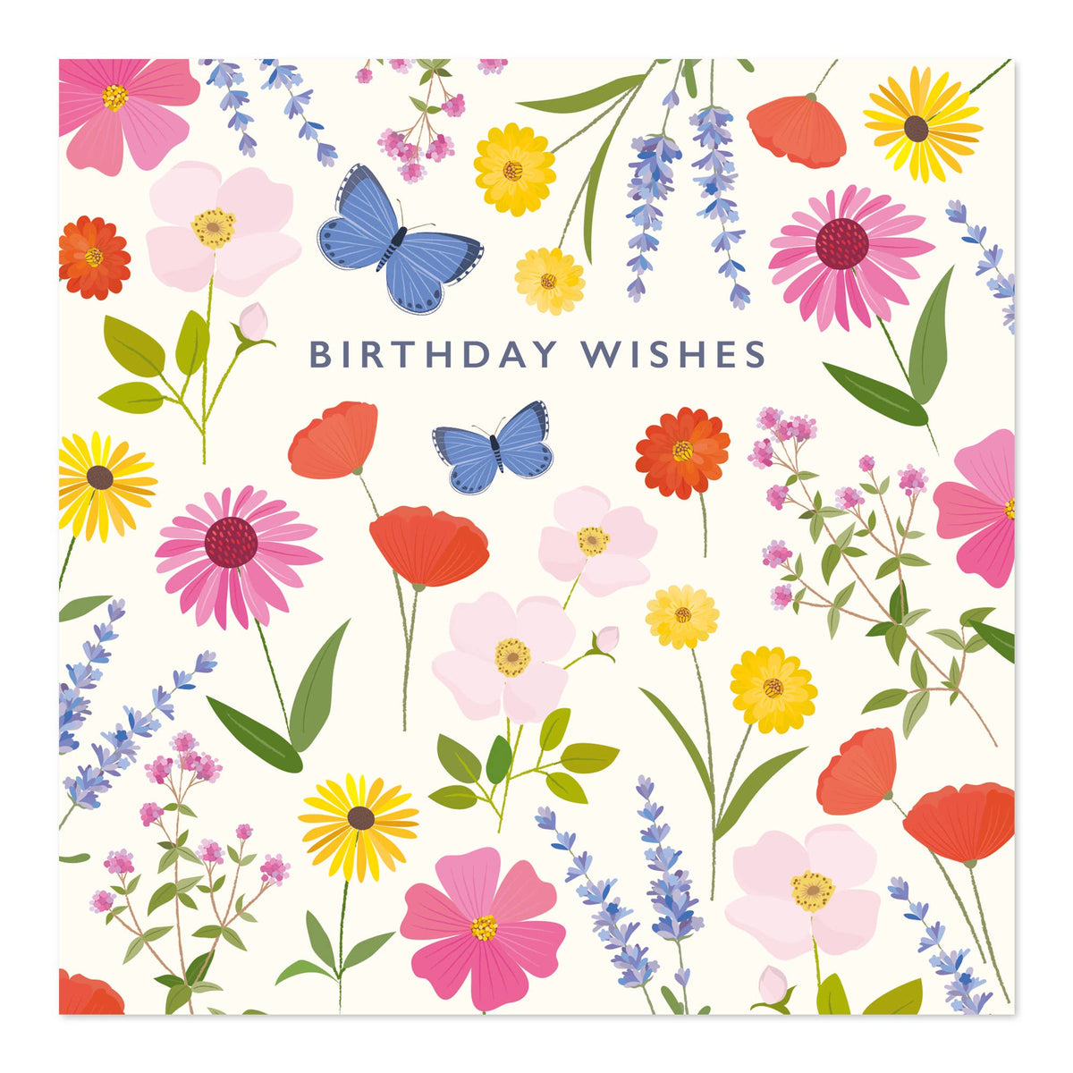 Pretty Floral Pattern Birthday Wishes Card by Klara Hawkins