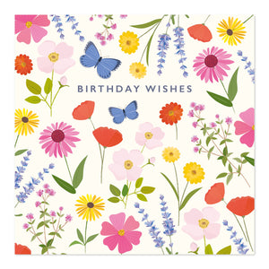 Pretty Floral Pattern Birthday Wishes Card by Klara Hawkins