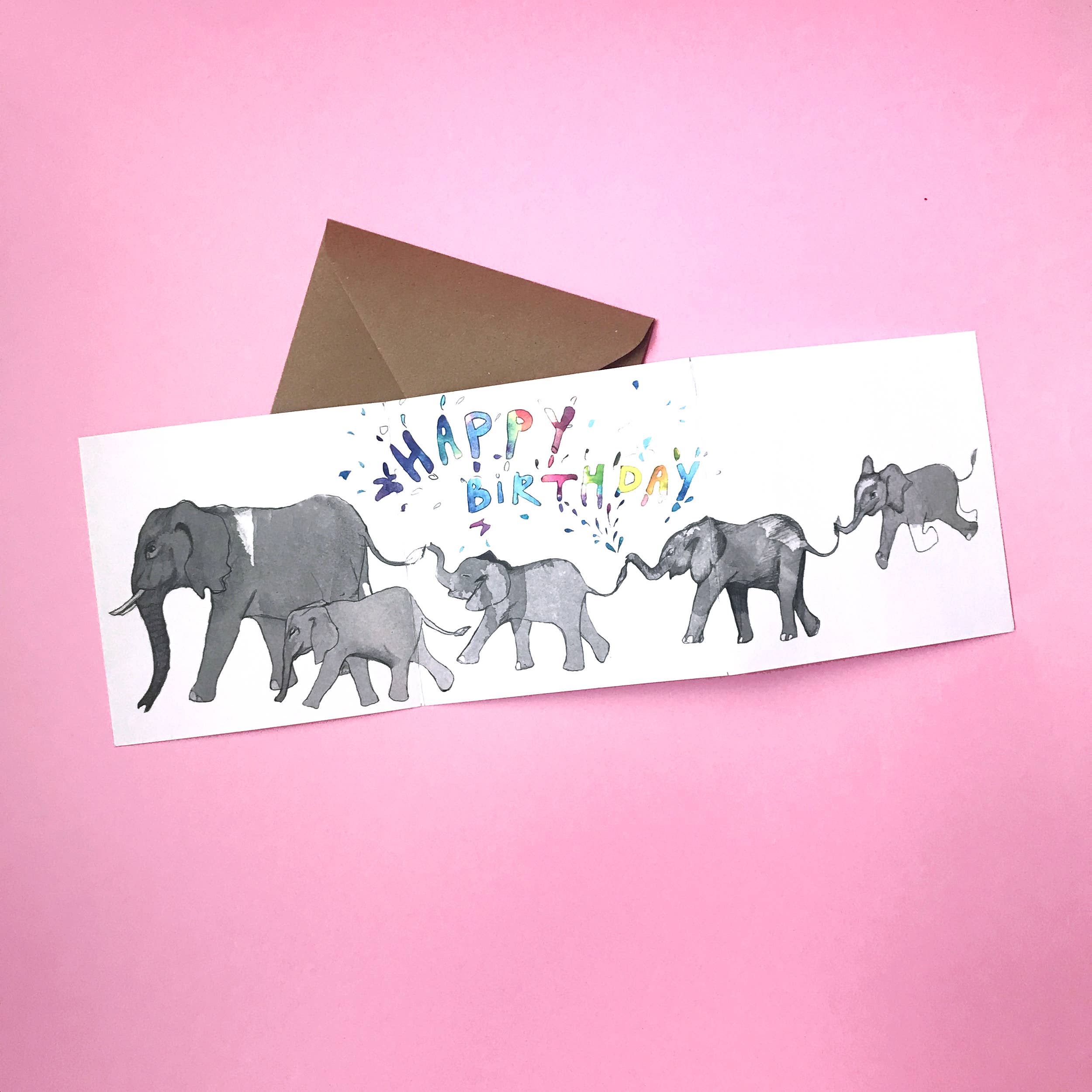 Elephants Birthday Concertina Card