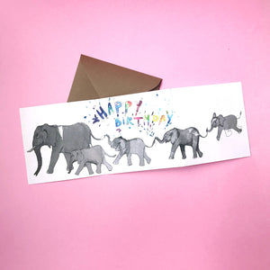 Elephants Birthday Concertina Card
