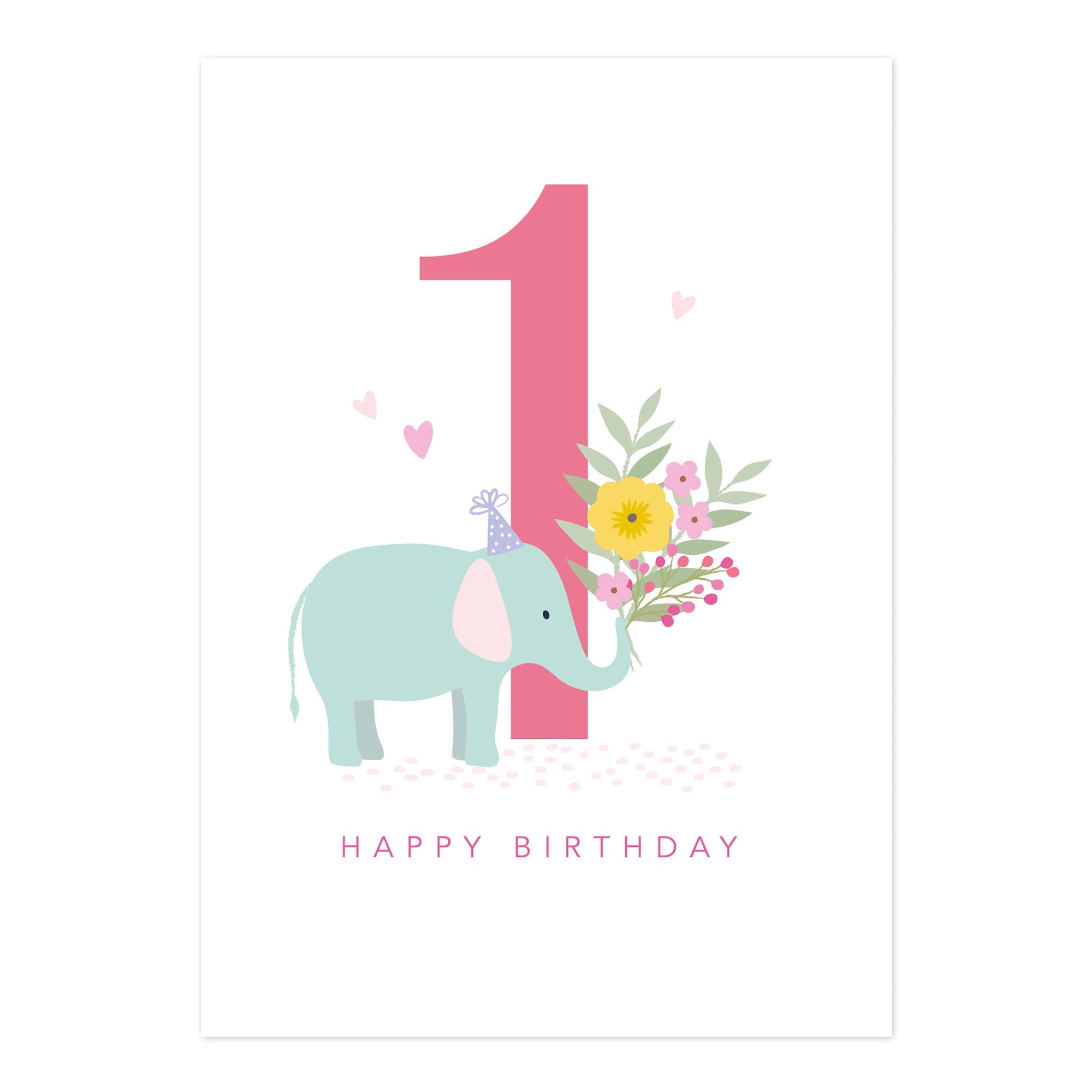 Happy Birthday Card - Age 1 Elephant