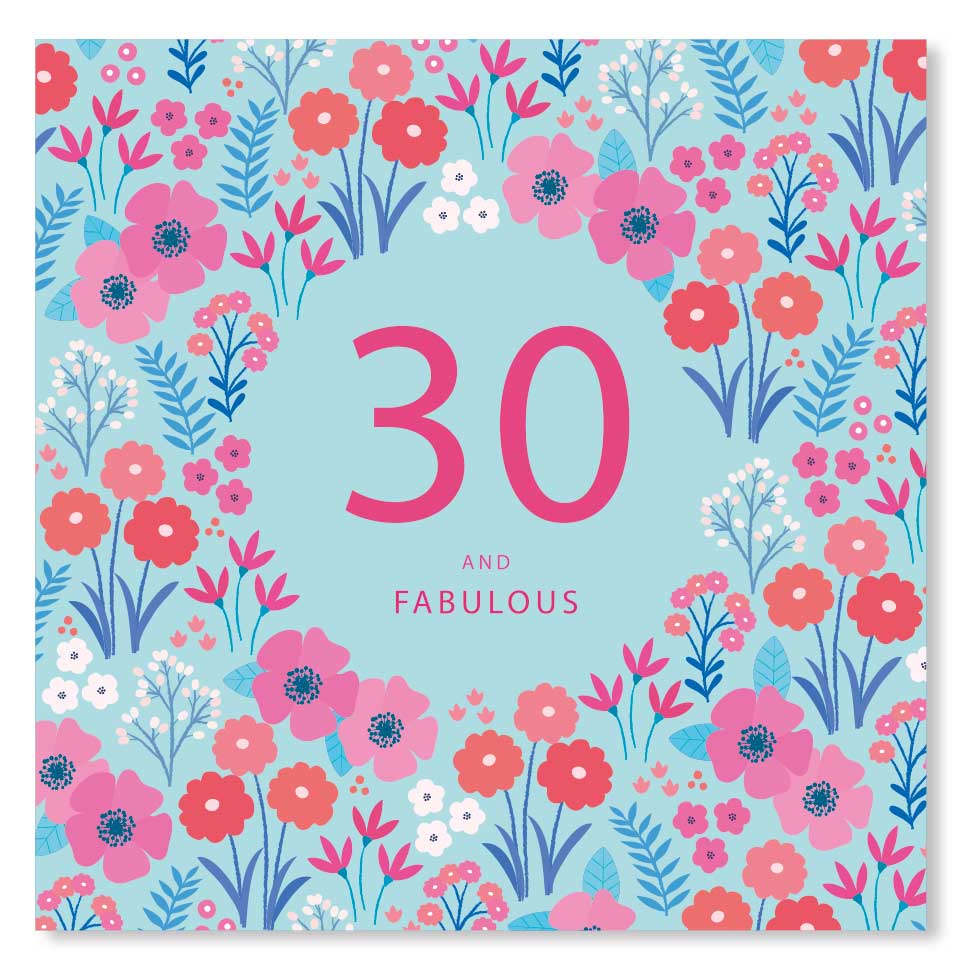 Feminine Age 30 Birthday Card by Klara Hawkins