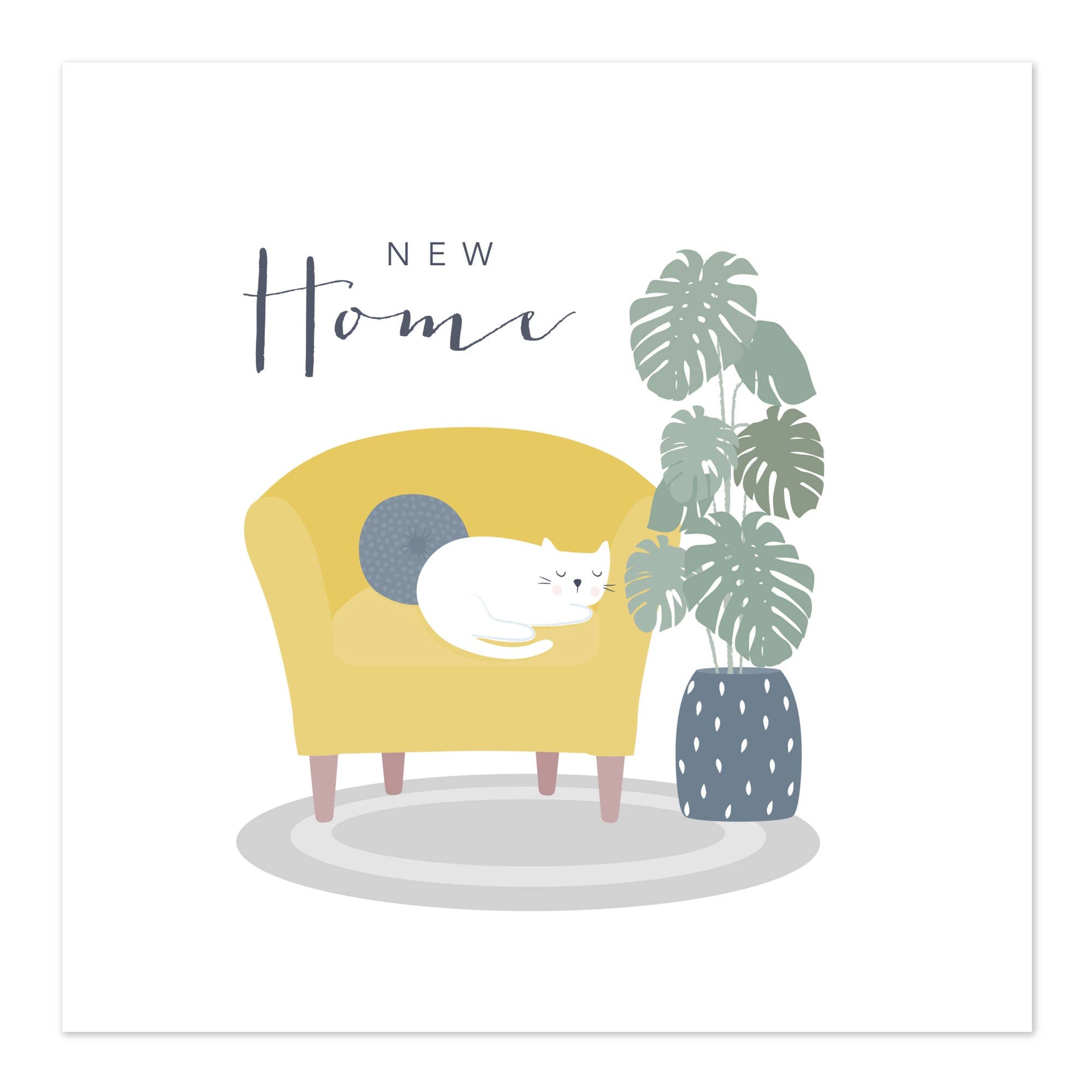 New Home Card - Cat Sleeping in Chair by Klara Hawkins