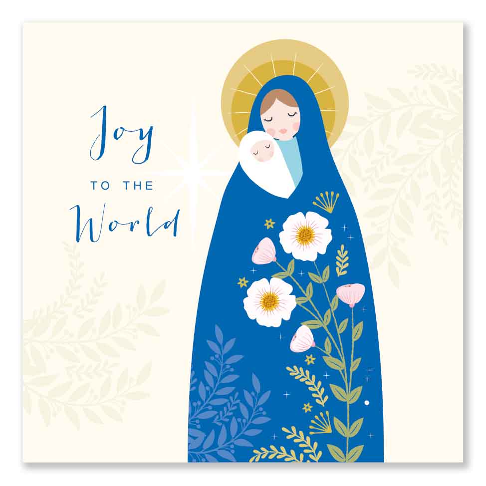 Joy To The World Mary and Jesus Religious Christmas Card