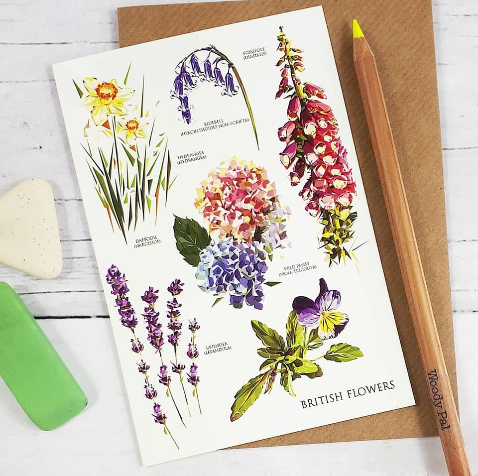 British / Garden Flowers Card designed by Louise Jennifer Design