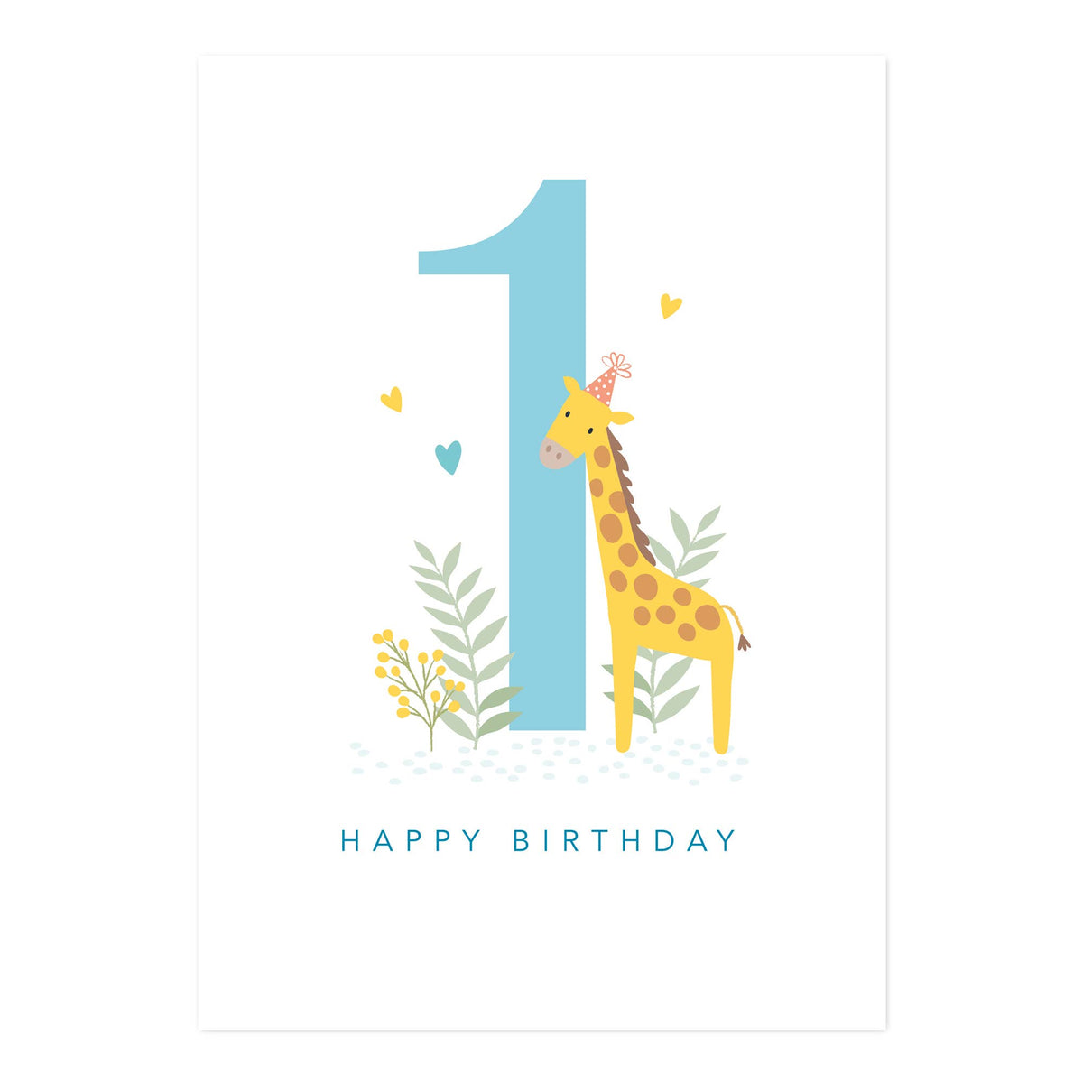 Age 1 Giraffe Birthday Card by Klara Hawkins