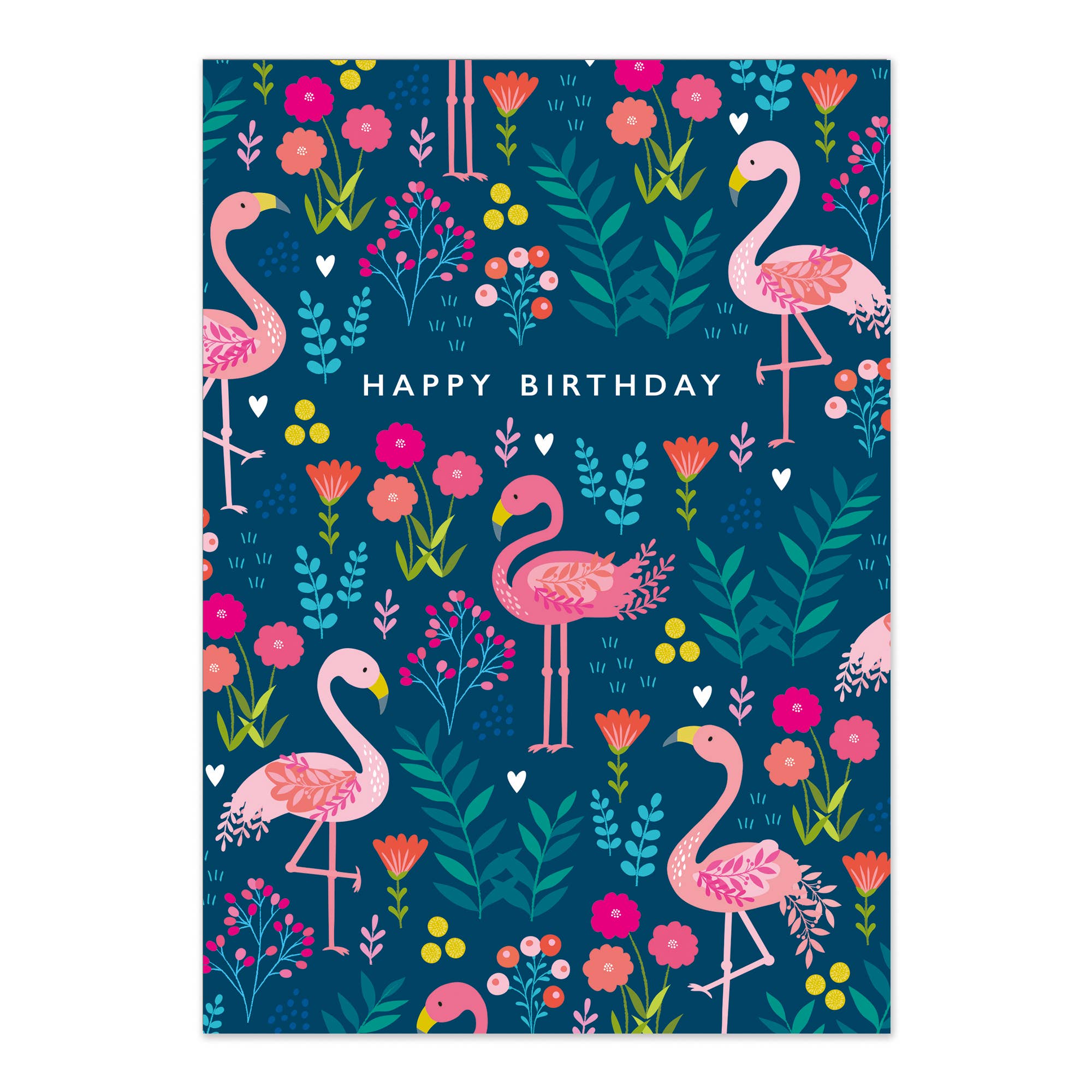 Happy Birthday Beautiful Flamingo Patterned Card