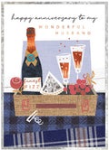Cobalt Happy Anniversary Wonderful Husband Card