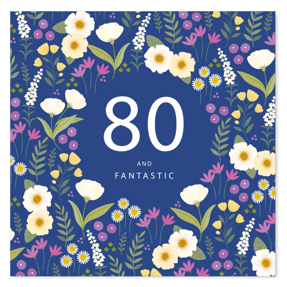 Feminine Age 80 Birthday Card by Klara Hawkins