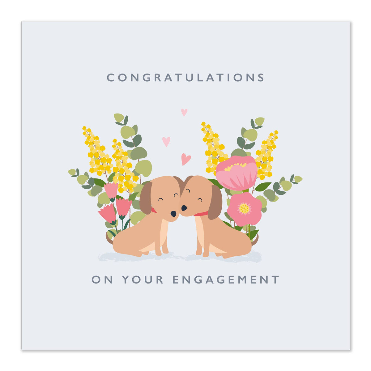 Happy Engagement Greetings Card / Dog Couple by Klara Hawkins