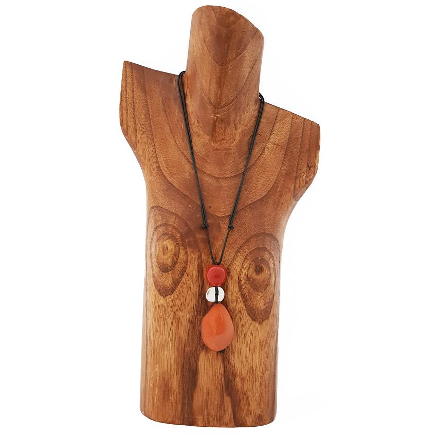 Pretty Pink Long Adjustable Taqua Seed Necklace
