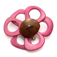 Pretty Pink Flower Brooches - Each Petal made from a slice of Tagua Seed