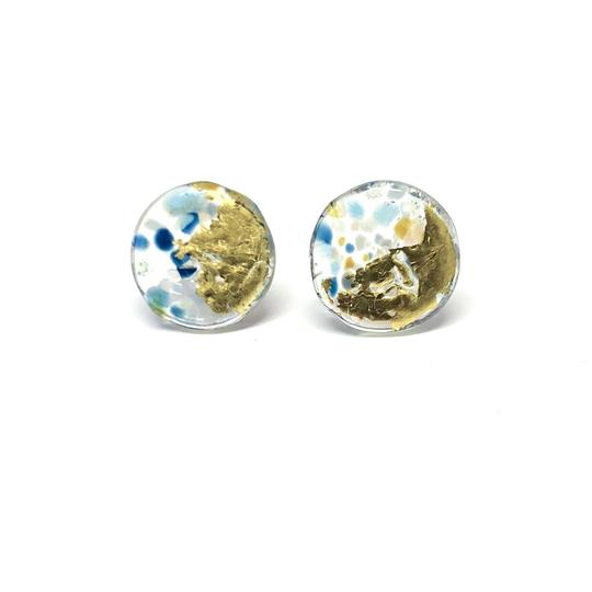 Flat Midi Glass Stud Earrings Handmade in Scotland by Helen Chalmers