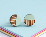 Load image into Gallery viewer, Birch Stripe Circle Stud Earrings Made in Scotland by Twiggd
