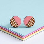 Load image into Gallery viewer, Birch Stripe Circle Stud Earrings Made in Scotland by Twiggd
