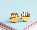 Load image into Gallery viewer, Birch Stripe Circle Stud Earrings Made in Scotland by Twiggd
