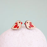 Load image into Gallery viewer, Tiny Bird Stud Earrings Made in Scotland by Twiggd
