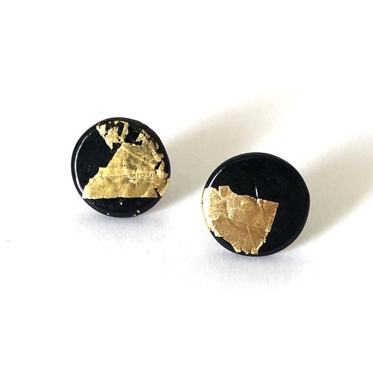 Gold Button Glass Studs Handmade by Helen Chalmers Jewellery