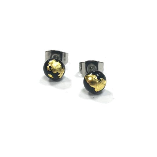 Mini Glass Stud Earrings with 24ct Gold Leaf Handmade by Helen Chalmers