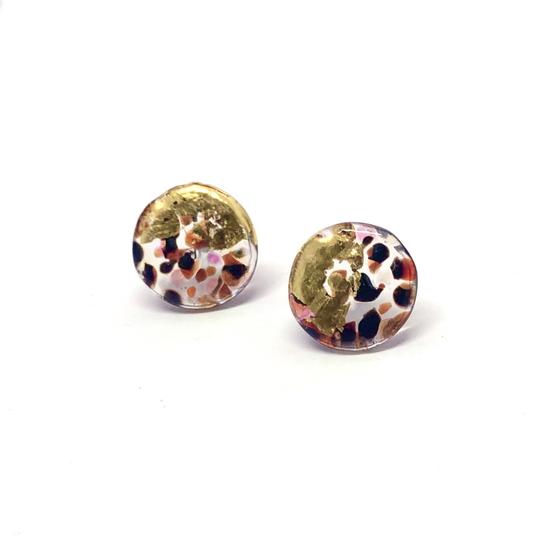 Flat Midi Glass Stud Earrings Handmade in Scotland by Helen Chalmers