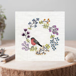 Load image into Gallery viewer, Embroidered Wreath &#39;Hugg&#39; Cards by Perkins &amp; Morley
