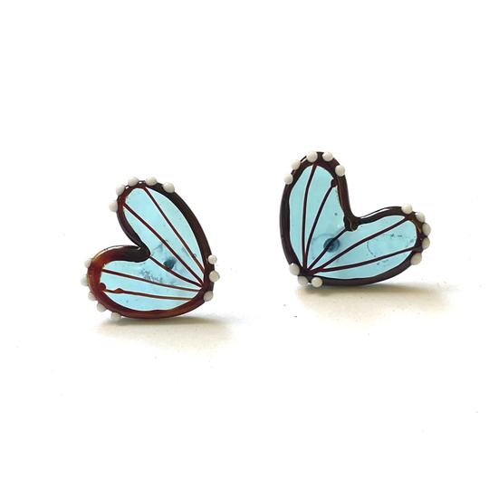 Glass Butterfly Wing Stud Earrings Handmade by Helen Chalmers
