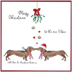 'To the One I love' Romantic 'Cranberry Sauce' Large SQ Christmas Card by Cinnamon Aitch