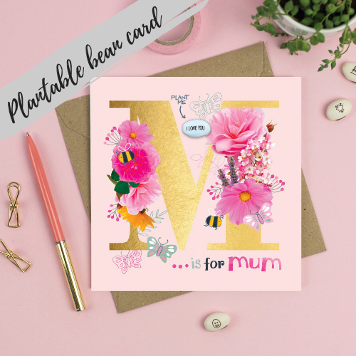 'M is for Mum' Magic Bean Card by Lucy & Lolly