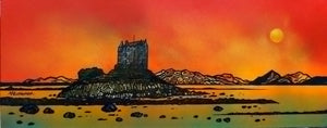 Castle Stalker Sunset, Appin, Scotland Small Mounted Print by Andy Peutherer