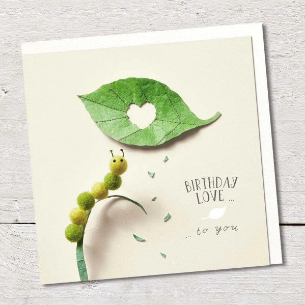 Caterpillar on Leaf Birthday Card