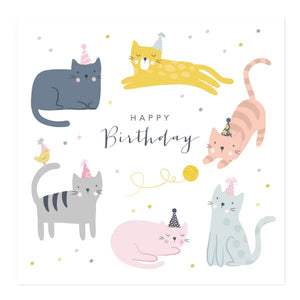 Happy Birthday Cats Card PFF001 by Klara Hawkins