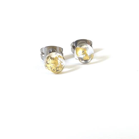 Mini Glass Stud Earrings with 24ct Gold Leaf Handmade by Helen Chalmers